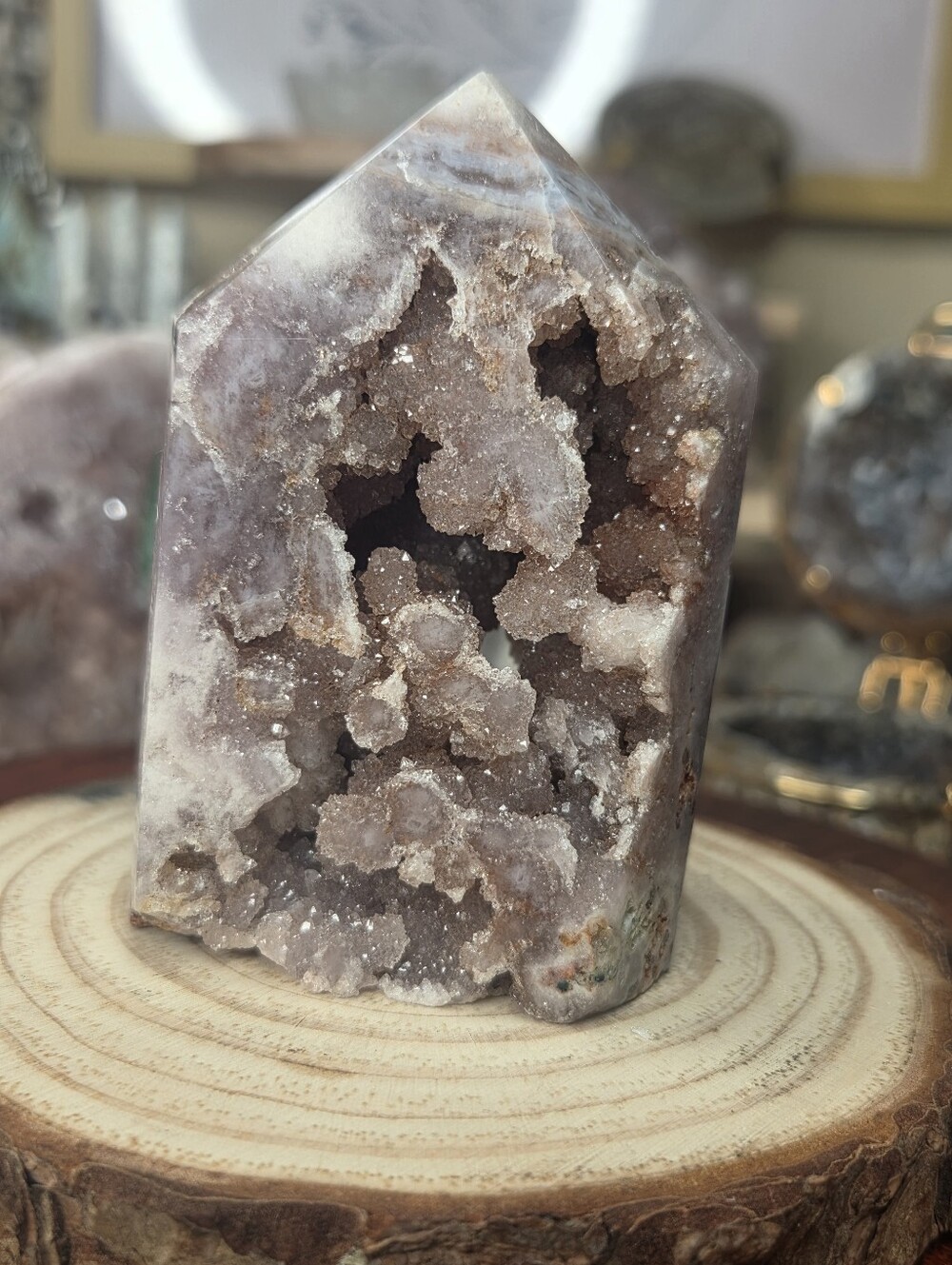 Pink Amethyst Tower With Druzy